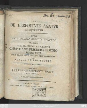 Vbi De Hereditate Agatvr Disqvisitio