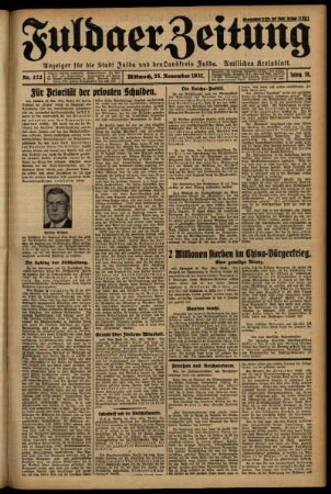 Erste Ausgabe vom Mittwoch, den 25. November 1931.