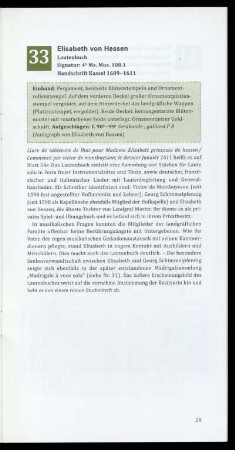 Elisabeth von Hessen, Lautenbuch, Handschrift Kassel 1609-1611, 4° Ms. Mus. 108[1