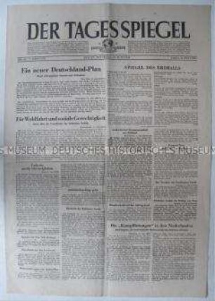 Berliner Tageszeitung "Der Tagesspiegel" u.a. zu den deutschlandpolitischen Plänen der Alliierten