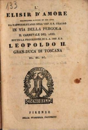 L' elisir d' amore : Melodramma giocoso in 2 atti