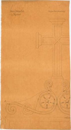 Voit, August von; Weißenhorn; Pfarrkirche - Kreuz auf dem Portal vom Chor zur Sakristei (Teilansicht)