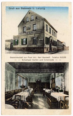 Gruß aus Stahmeln b. Leipzig : Gastwirtschaft zur Post Inh.: Karl Karstedf.