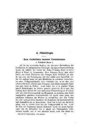 Zum Gedächtnis unserer Verstorbenen : 1. Friedrich Mann