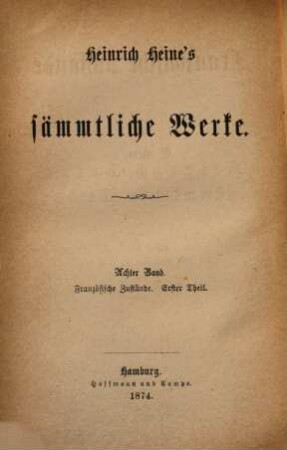Heinrich Heine's sämmtliche Werke. 8