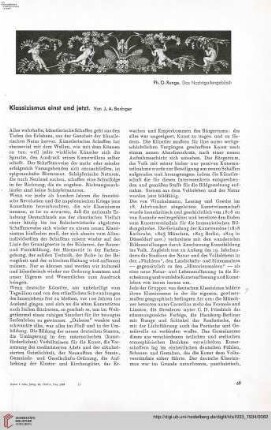49: Klassizismus einst und jetzt