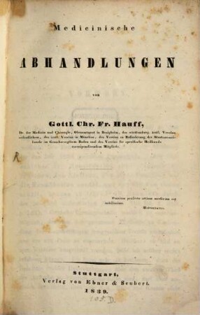 Medicinische Abhandlungen
