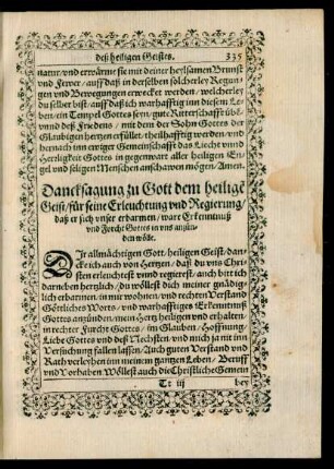 Dancksagung zu Gott dem heilige[n] Geist/ für seine Erleuchtung ...