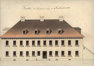 Friedrichsruhe, Jägerhaus. B: Fassade des Jägerhauses in Friedrichsruhe. Auf- und Grundriss. o.S.
