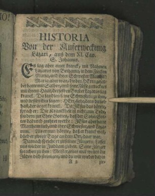 [Historia Von der Auferweckung Lazari, aus dem XI. Cap. S. Johannis.- Auferstehung Christi.]