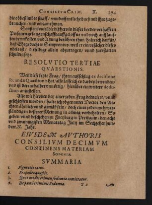 Eiusdem Authoris Consilium Decimum Continens Materiam Sodomiae.