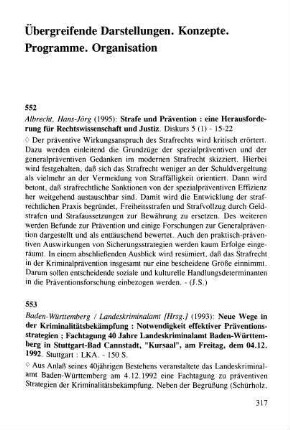 317-359, Übergreifende Darstellungen. Konzepte. Programme. Organisation