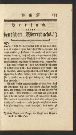 Versuch eines deutschen Wörterbuchs