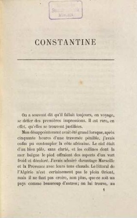 Constantine : Voyages et séjours. Avec une introd. de A. Mézières