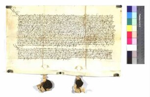 Dietrich von Angelach, Abt zu Odenheim, vidimiert eine Urkunde des Königs Sigmund für Herrenalb von 1415 Juni 21.