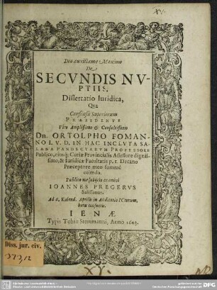 De secundis nuptiis : dissertatio juridica