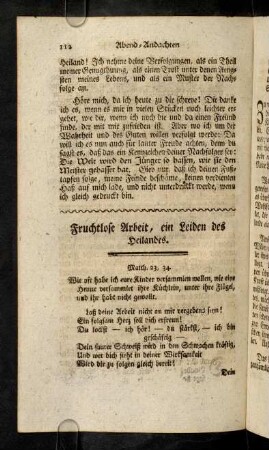 112-115, Fruchtlose Arbeit, ein Leiden des Heilandes