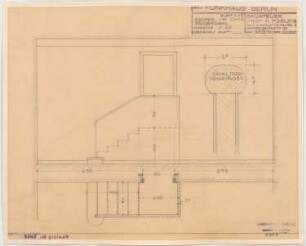 Haus des Rundfunks, Berlin-Charlottenburg: Saal 3a, Treppe im Chor, Aufriss, Grundriss, Detail 1:20
