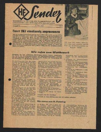 Betriebszeitung 'WF-Sender', Nr.7/1954 (19. März 1954)