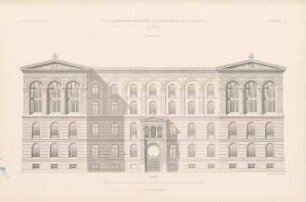 Dorotheenstädtische Realschule und Friedrich-Werdersches Gymnasium, Berlin: Gymnasium: Ansicht (aus: Atlas zur Zeitschrift für Bauwesen, hrsg. v. G. Erbkam, Jg. 28, 1878)