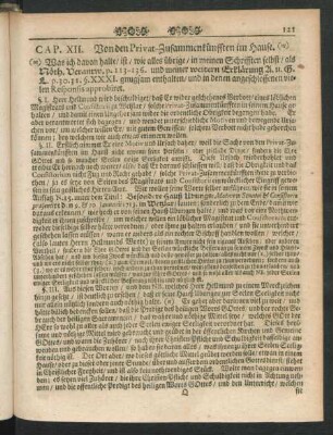 Cap. XII. Von den Privat-Zusammenkünfften im Hause