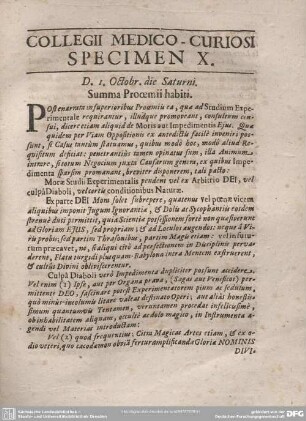 COLLEGII MEDICO-CURIOSI SPECIMEN X.