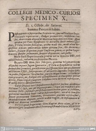COLLEGII MEDICO-CURIOSI SPECIMEN X.