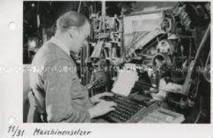 Maschinensetzer in der Druckerei der "Täglichen Rundschau"