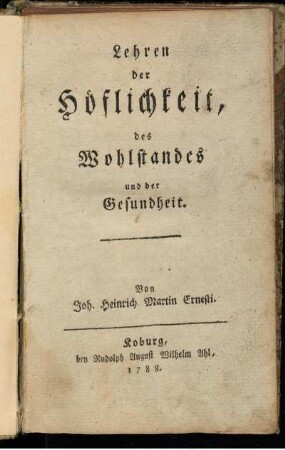 Lehren der Höflichkeit, des Wohlstandes und der Gesundheit