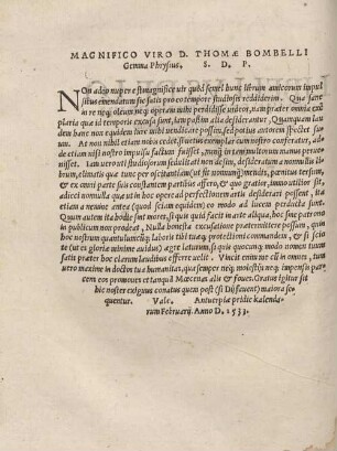 MAGNIFICIO VIRO D. THOMAE BOMBELLI Gemma Phiysius.