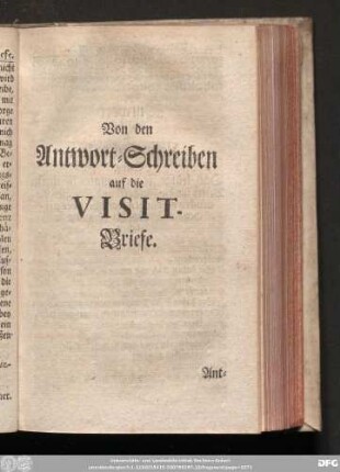 Von den Antwort-Schreiben auf die Visit-Briefe.