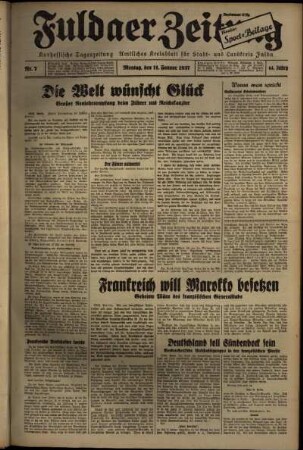 Ausgabe vom Montag, den 11. Januar 1937.