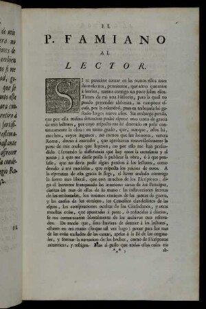El P. Famiano Al Lector.