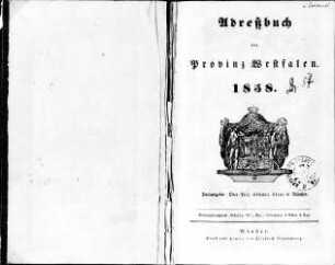 Adressbuch der Provinz Westfalen 1858 (Hofkalender)