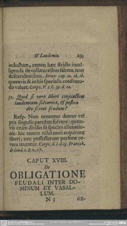 Caput XVIII. De Obligatione Feudali Inter Dominum Et Vasallum