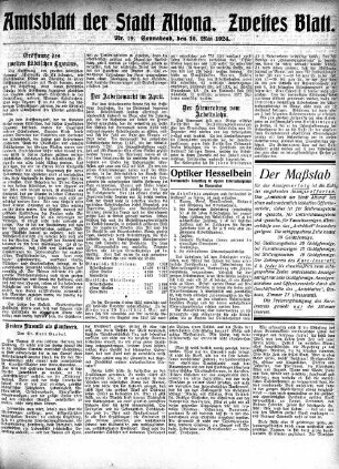 Nummer 19. Zweites Blatt. : Sonnabend, den 10. Mai 1924