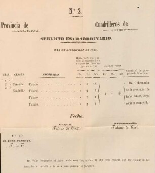 No. 2. Provincia de Cuadrilleros de Servicio estraordinario