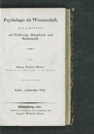Theil 1: Synthetischer Theil