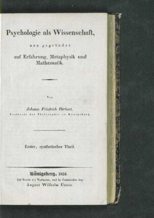 Theil 1: Synthetischer Theil