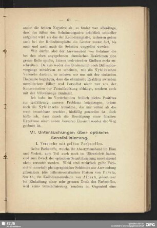 VI. Untersuchungen über optische Sensibilisierung