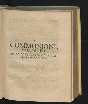 De Communione Bonorum Inter Coniuges In Multis Silesiae Locis Recepta.