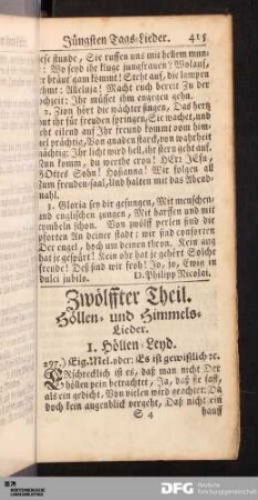 Zwölffter Theil. Höllen- und Himmels-Lieder.