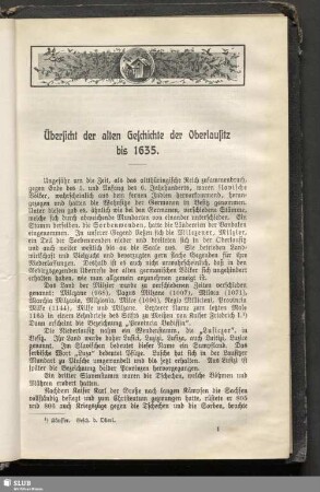 Übersicht der alten Geschichte der Oberlausitz bis 1635