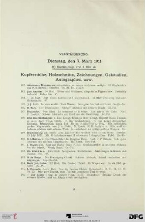 Kupferstiche, Holzschnitte, Zeichnungen, Oelstudien, Autographen usw.(Nr. 182-356)