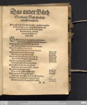 Das ander Buch Grobiani / Von groben unhöflichen sitten.