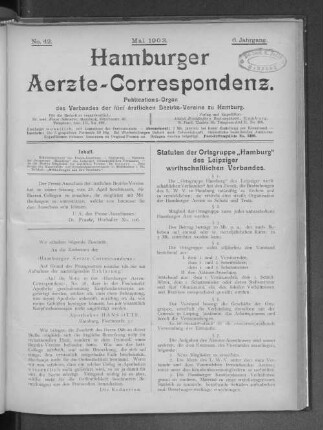 Statuten der Ortsgruppe "Hamburg" des Leipziger wirtschaftlichen Verbandes.