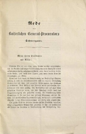 Reden bei der feierlichen Eröffnung des Kaiserlichen Appellations-Gerichts in Colmar am 12. October 1871