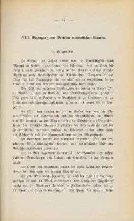 VIII. Erzeugung und Vertrieb mineralischer Waren.