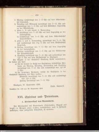 XVI. Spiritus und Petroleum