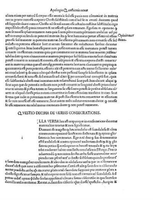 Qvestio Decima De Verbis Consecrationis.